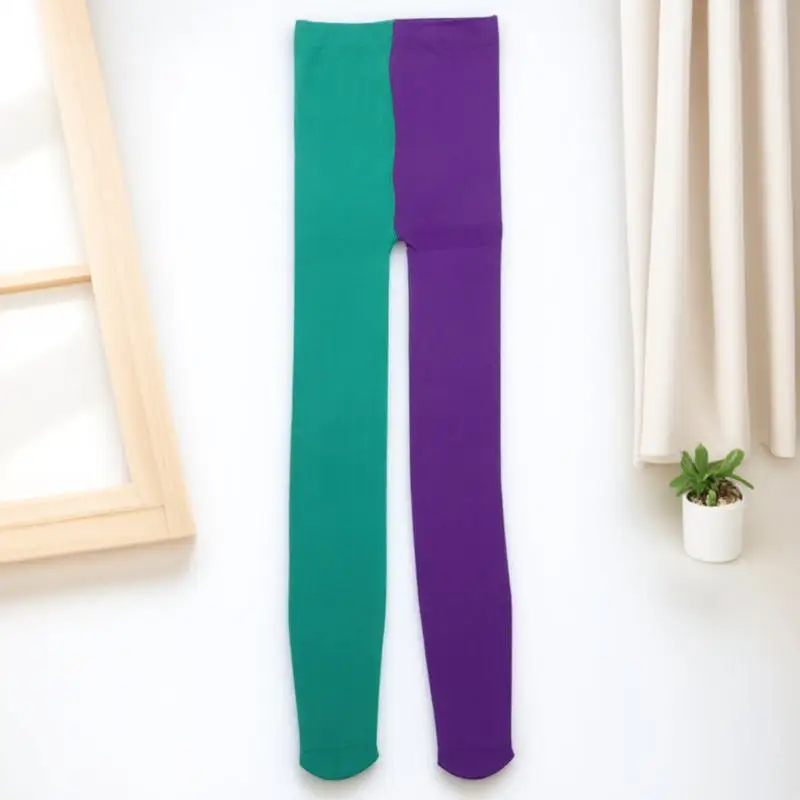

1Pair Durable Breathable Long Tube Two Color Stockings Fashion Thigh High Socks Party Decor Accessory Green Purple