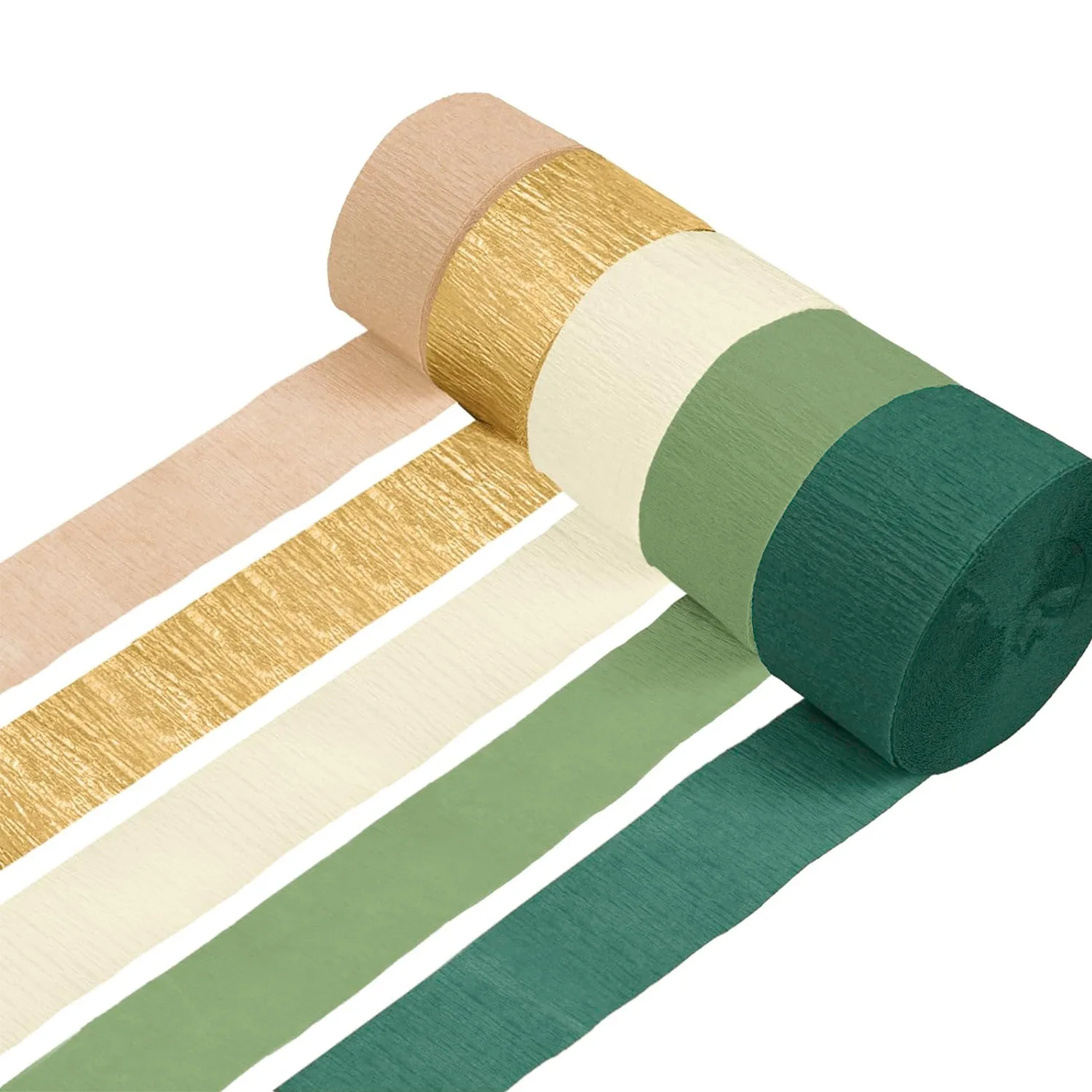 

5 Rolls Crepe Paper Streamers 5 Color DIY Craft Wrinkled Paper Roll For Wedding Party Decoration Shades stage Green Packing