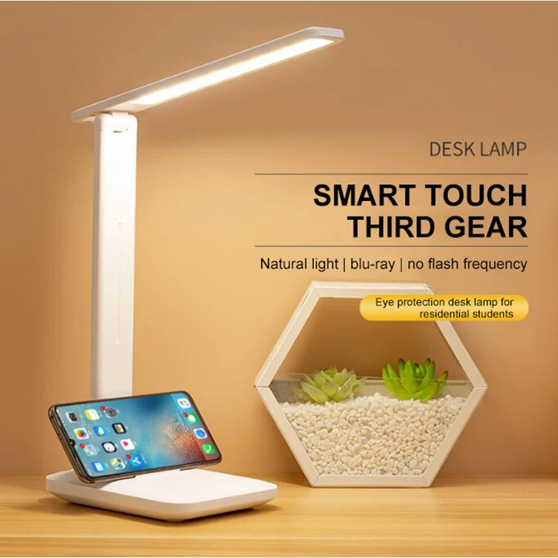 1Pcs Folding Led Desk Lamp Bedroom Table Lamp Reading USB Touch Dimmable Eye Protection Student Reading USB Charge Night Light