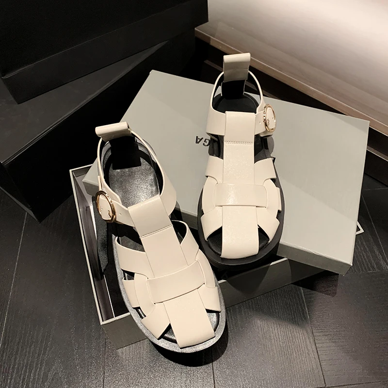 MORAZORA Big Size 34-42 ZA New Summer Genuine Leather Sandals Women Shoes INS Hot Gladiator Sandals Female Shoes Flat Footwear