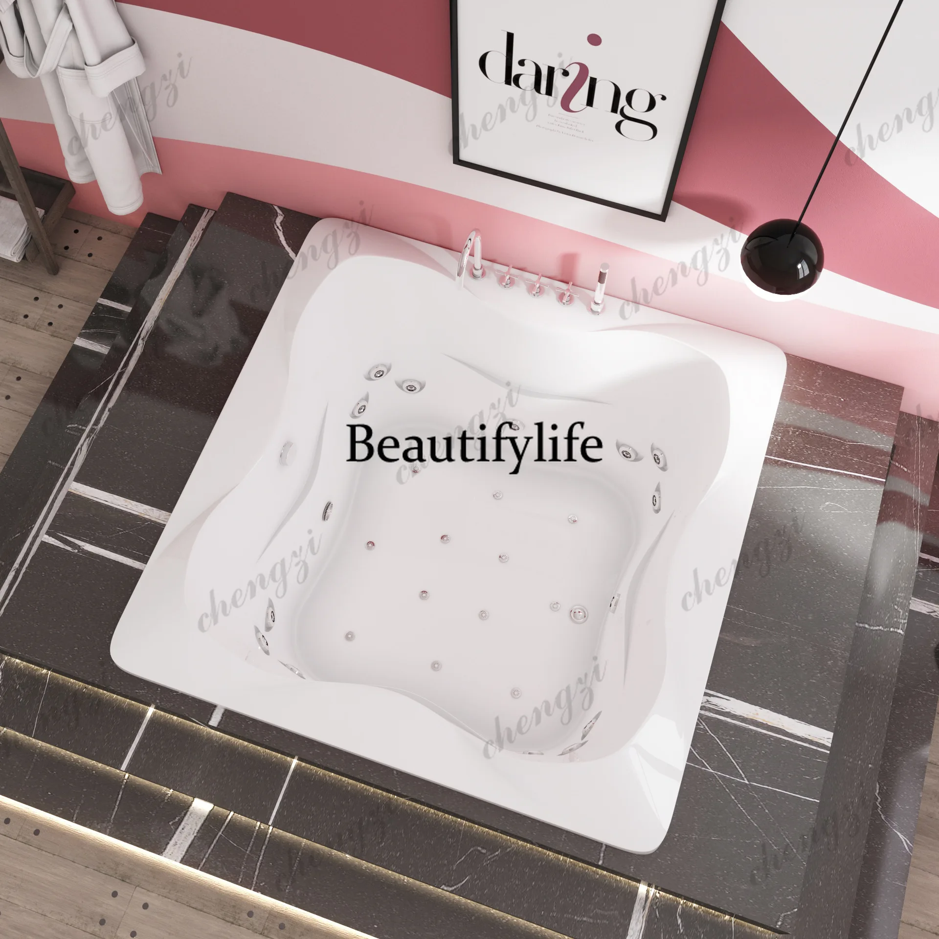1.6m large size massage surfing embedded multi-person outdoor large bathtub, spa bath tray