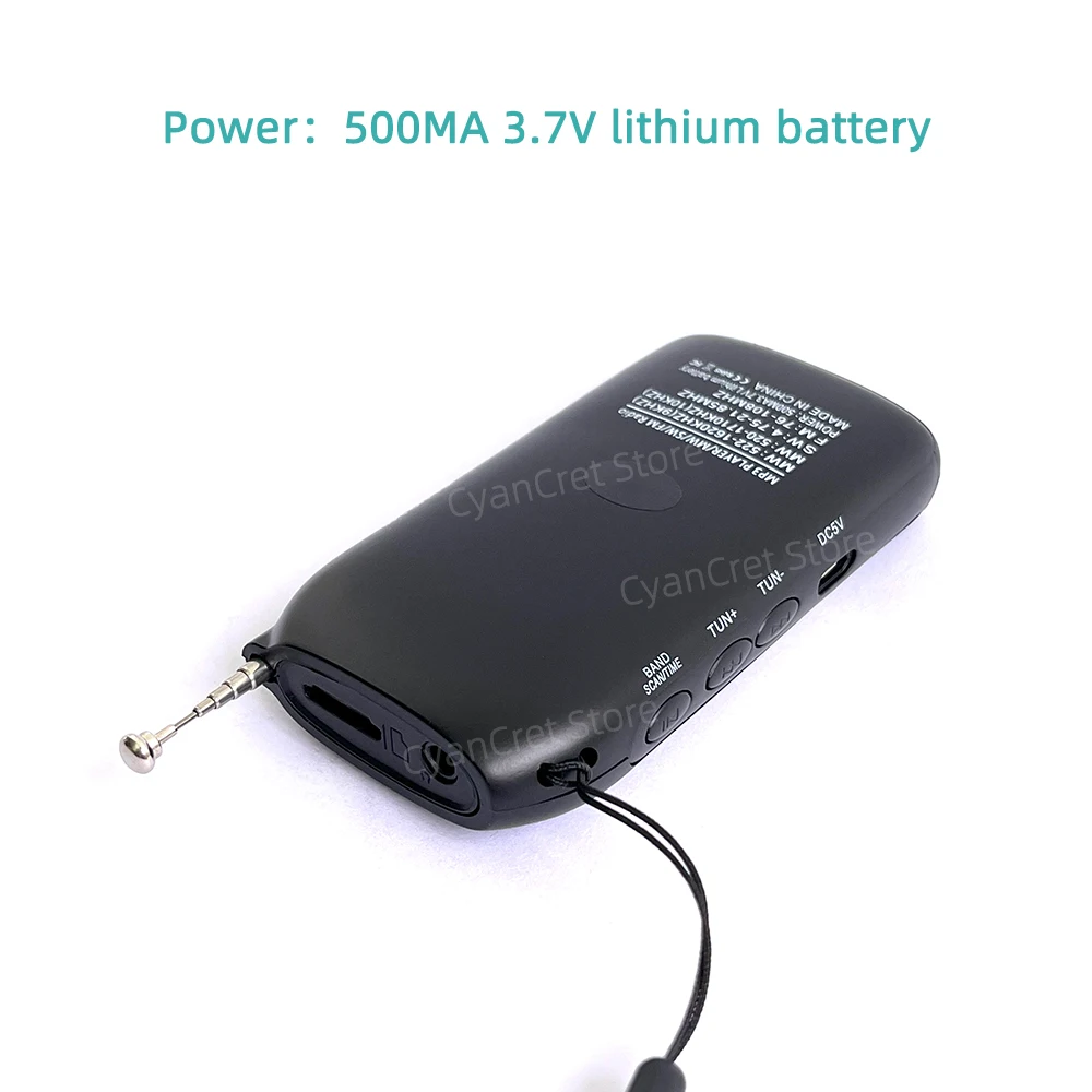 Portable Radio Mini Pocket FM AM SW MW MP3 Player Stereo Digital Receiver LCD Screen High sensitivity with Loudspeaker antenna