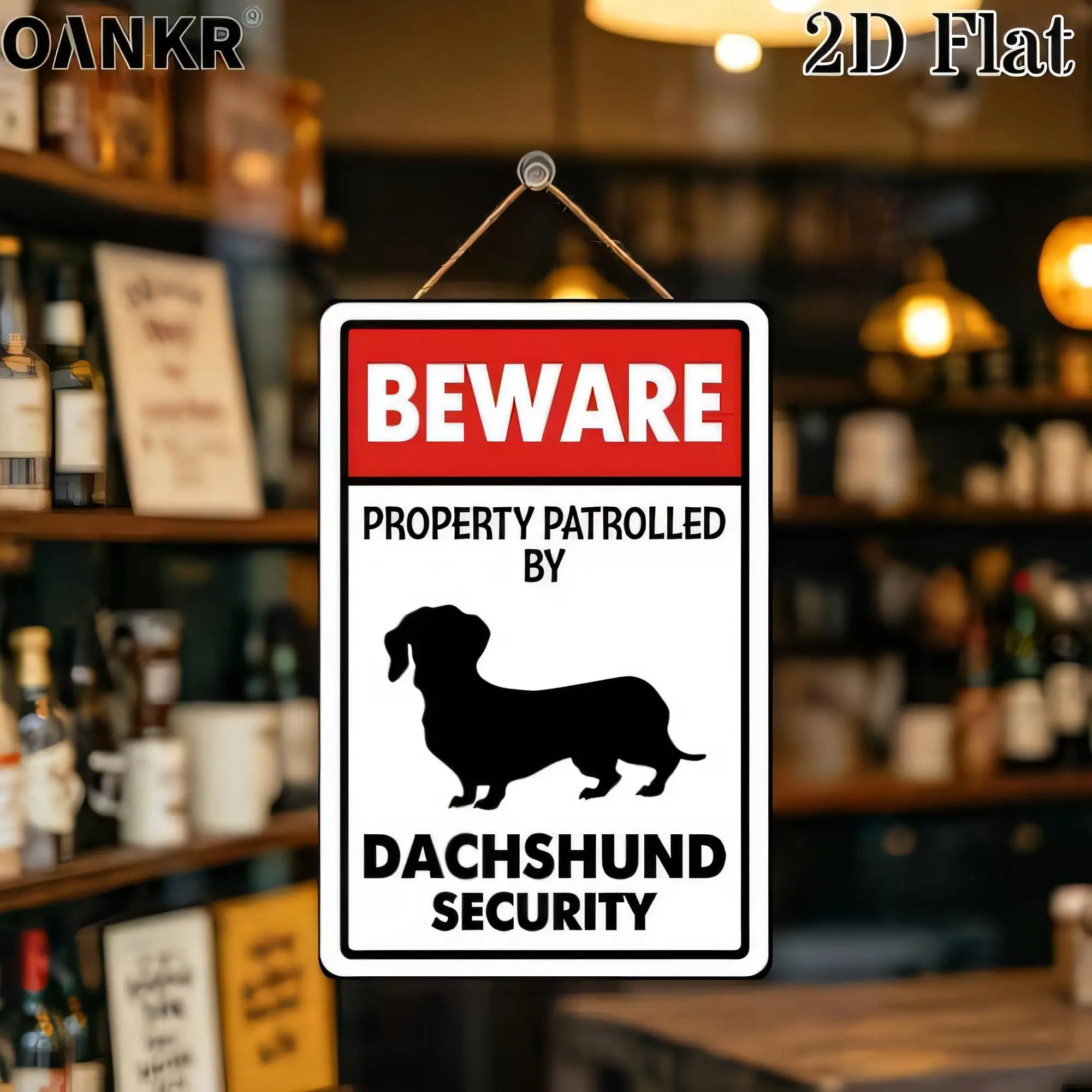 Tin Sign, Beware Property Patrolled By Dachshund Security Funny Dog Warning Plaque,  Metal Wall Art Decor for Garage Bar Man Cav
