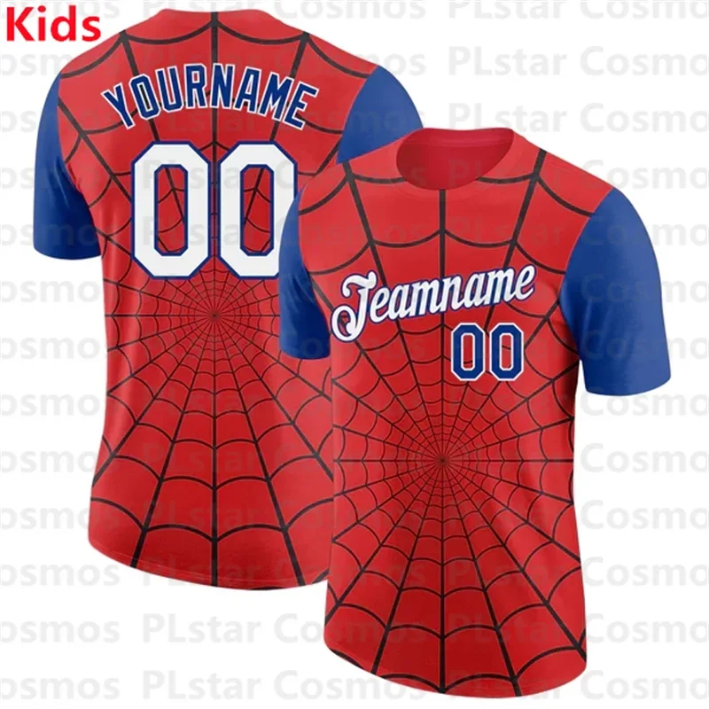 

Custom Red White-Royal 3D Pattern Design Spider Performance T-Shirts 3D Printed Kids Football Jersey Boys Tops Girl Tees