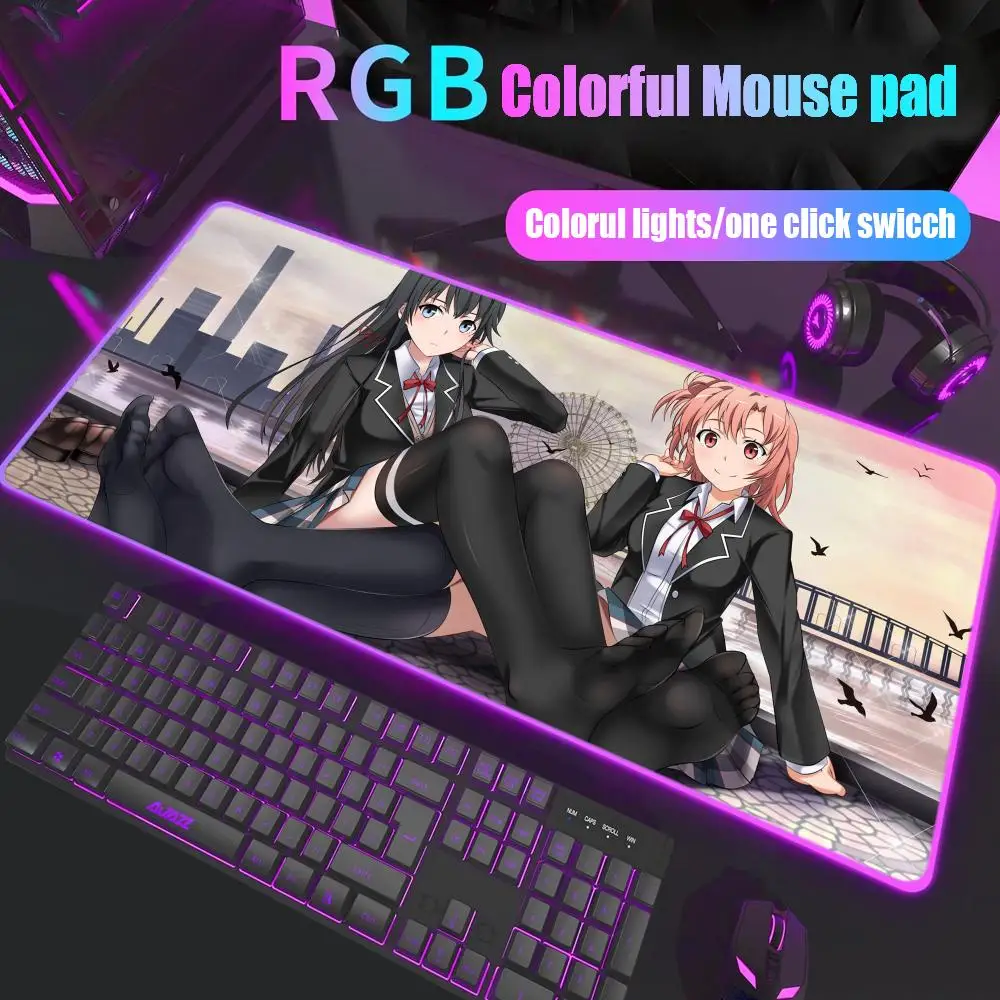 

Yukinoshita Yukino Mouse Pad Gamer Rgb Desk Mat Back Light Led Mousepad Setup Gaming Accessories Deskmat Big Mousepad Backlight