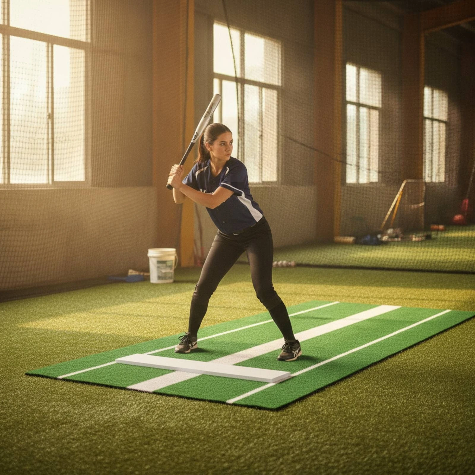 Baseball Mat with Base Plate Portable Baseball Base Practice Mat Heavy-Duty Indoor and Outdoor for Softball Players, Backyard