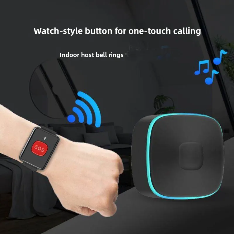 Bracelet watch beeper, wireless waterproof long-distance elderly patient one-click emergency beeper Without battery