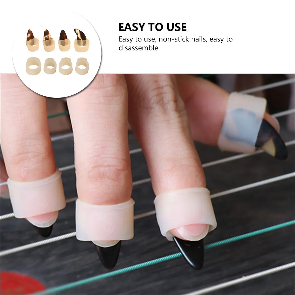 

1 set Covers Adjustable Silicone Finger Protectors Reusable Nail Protection Covers For Playing Guzheng Practice Nail Protectors