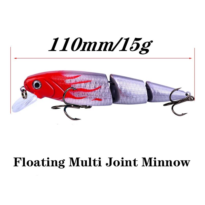 1Pcs Lifelike Artificial Crankbait Multi Jointed Fishing Lure 11cm/15g 3-Segment Hard Bait 6# Hook Wobblers Sea Fishing Bait