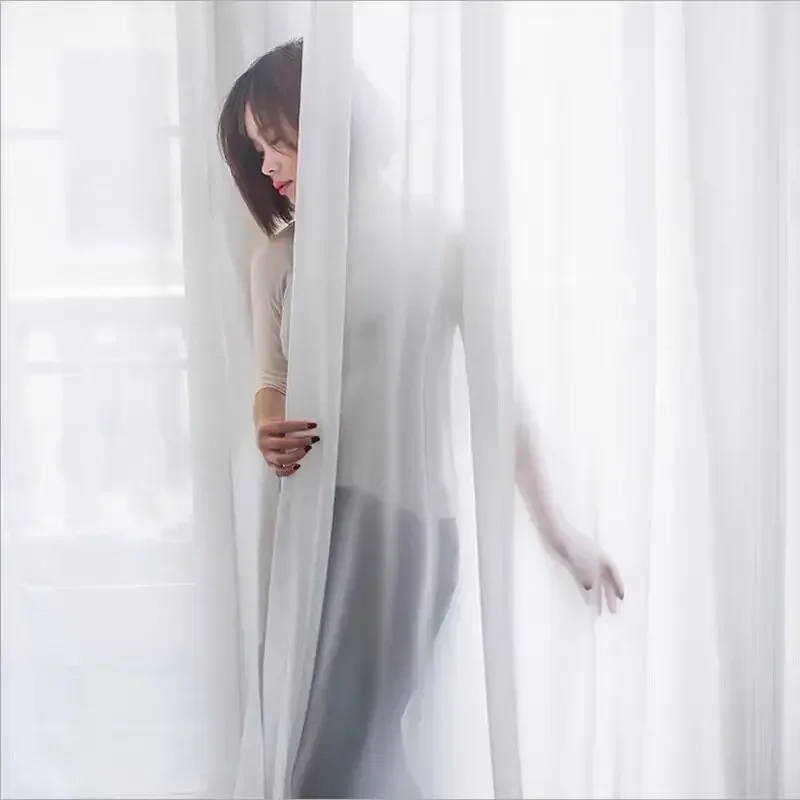 White Tulle Veil Chiffon Curtains for Living Room Balcony Super Soft Great Hand Feeling Decoration Modern Solid Sheer Voile