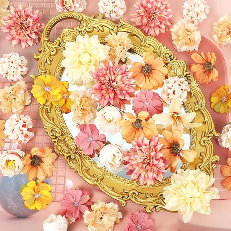 24 Stück künstliche Pfingstrosen-Blumen, Kopf für Hochzeitsdekoration, gefälschte Blumen, Heimdekoration, Geburtstagsfeier, DIY-Girlande, Geschenkzubehör – Detail 4