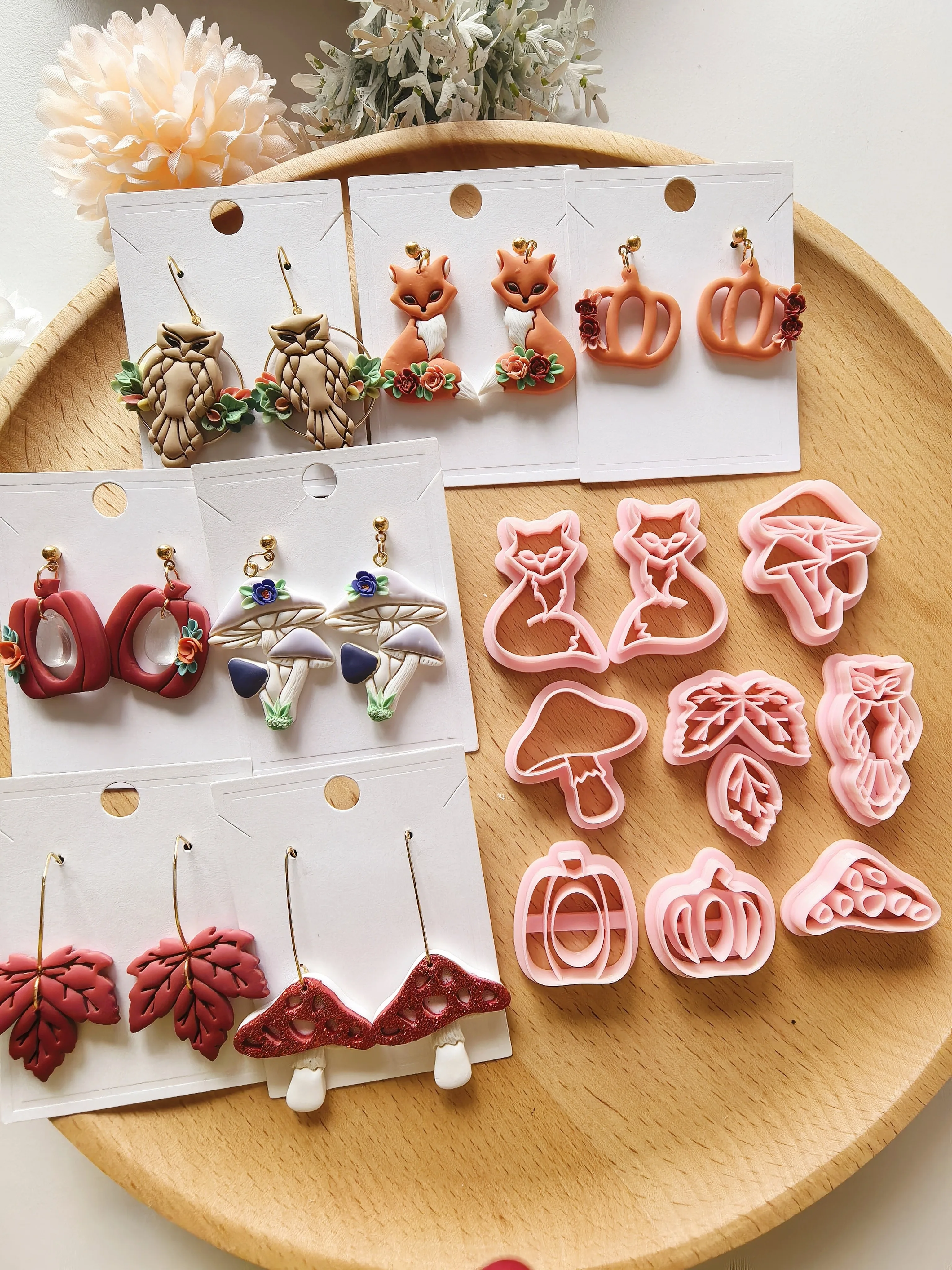 Animal Polymer Clay Cutter Fox/Pumpkin/Maple Leaf/Mushroom Clay Cutting Molds DIY Earrings Jewelry Making Hand Tools