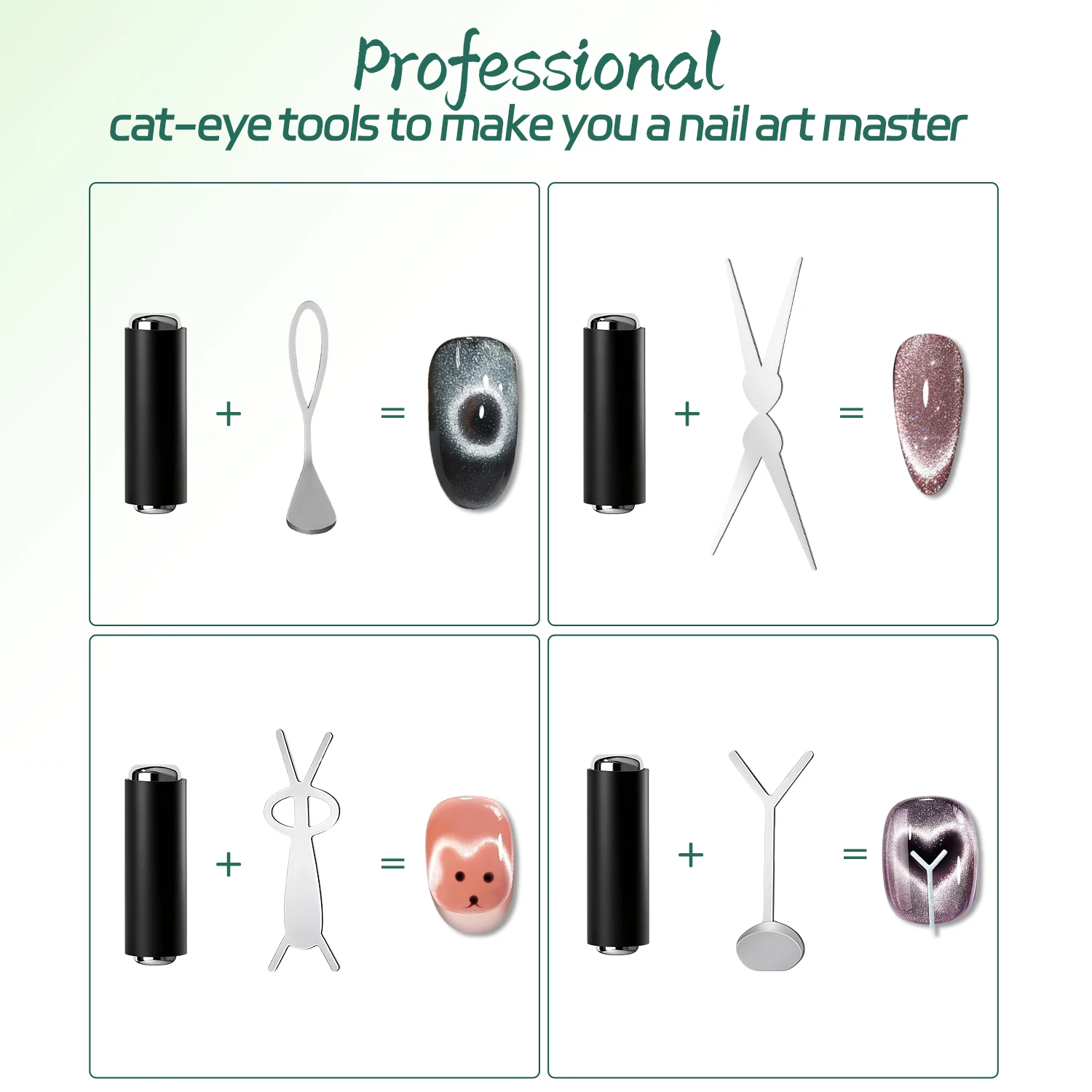 Nailpop-Kit magnético de ojo de gato, plata, DIY, francés, ancho, corazón de conejo, salón de manicura, esmalte de Gel profesional, herramientas para uñas tipo ojo de gato, 1 Juego