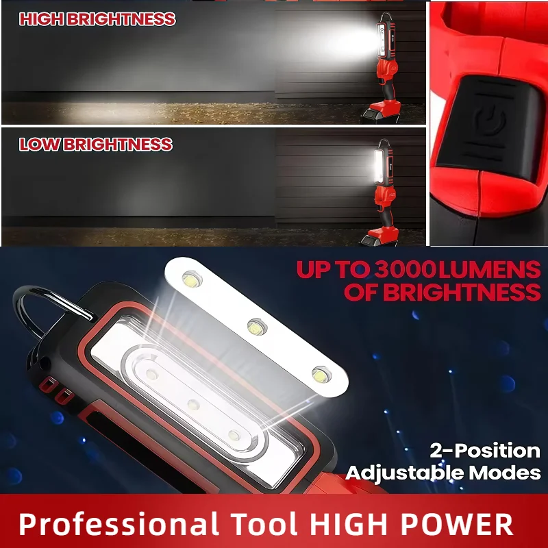 ميلووكي M18 LED ضوء العمل السوبر مشرق 90 درجة كليب على ضوء ليثيوم كشاف ضوء الإضاءة في الهواء الطلق التخييم بطارية 20 فولت