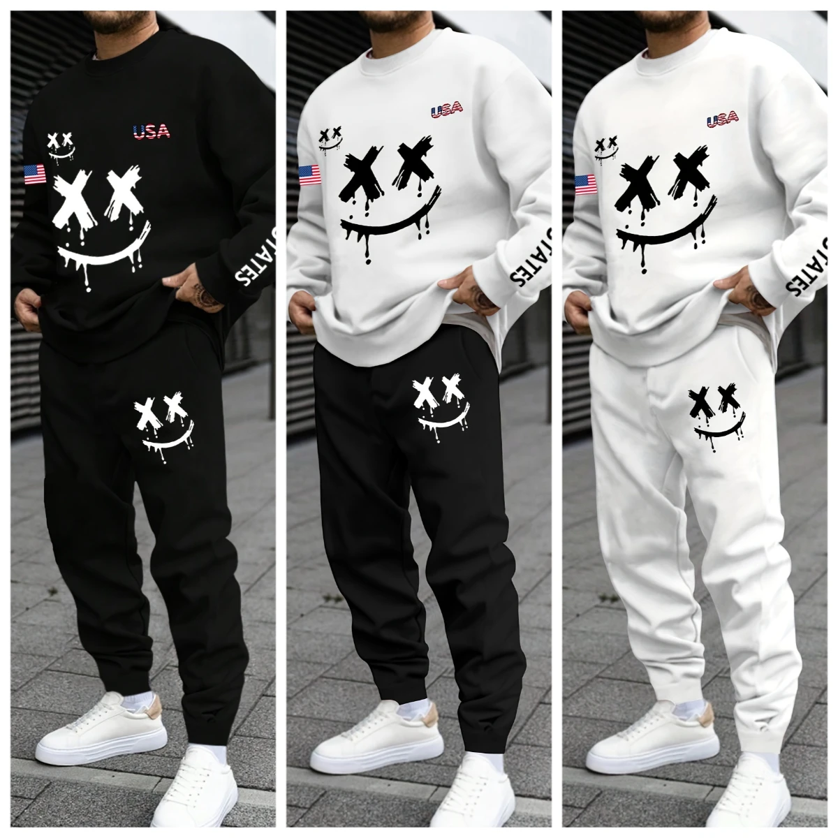 

25/26 Latest Popular Round Neck Hoodie Set European and American Street 3D Spring and Autumn Top Pants Casual Sports Style Adult