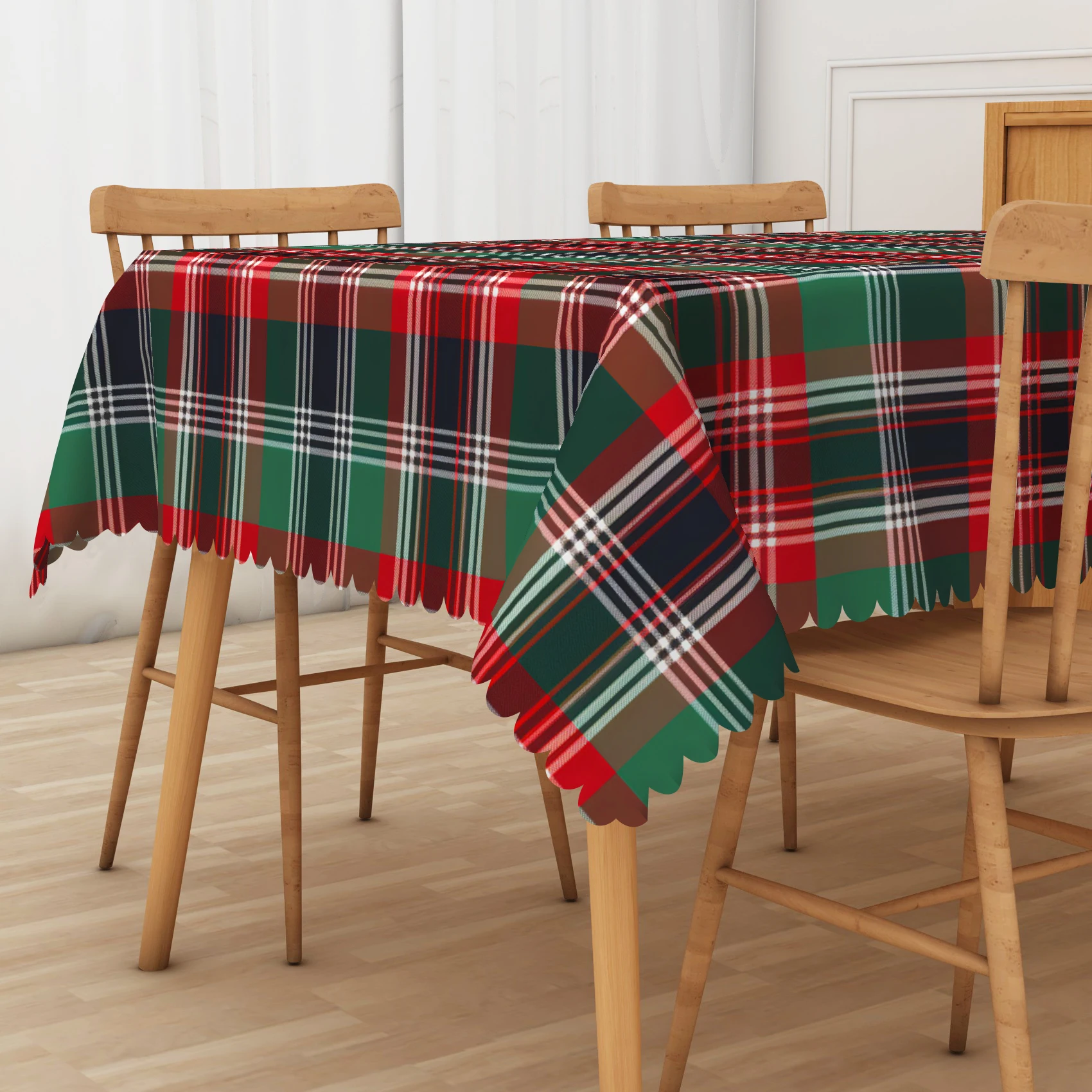 Red Green Plaid Table Cloth Multicolour Pattern Waterproof Fabric Tablecloths Home Kitchen Party Anniversary Dining Decoration