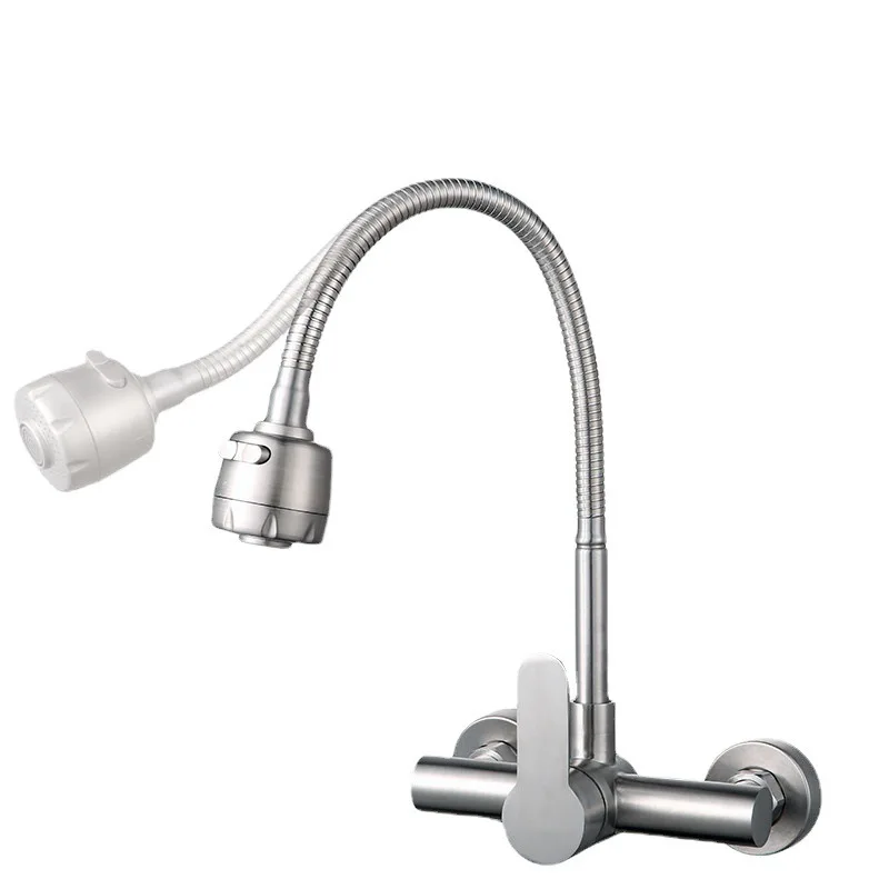 صنبور المطبخ جدار فولاذي مقاوم للصدأ خلاطات قابلة للتمديد الحنفية توفير المياه بالوعة الحمام الرافعات الذواقة مغسلة أواني السفينة حرة #2
