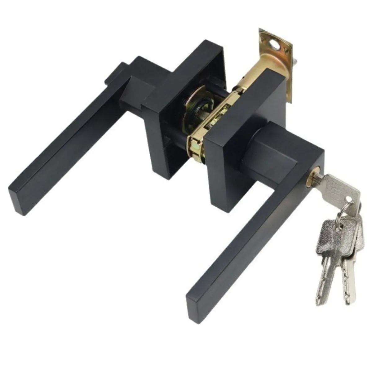 Privacy Door Lock Black Lever Handle Square Design Interior Bedroom Bathroom Door Hardware Modern Home Security