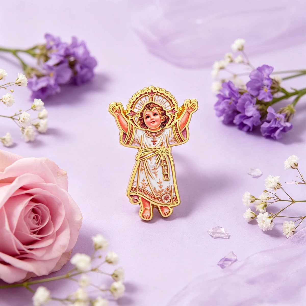 9 Stück religiöse Kinder-Emaille-Pins, Vintage katholische Figuren-Brosche, Anstecknadel für Rucksack, Kleidung, dekorative Accessoires, Geschenk – Detail 3