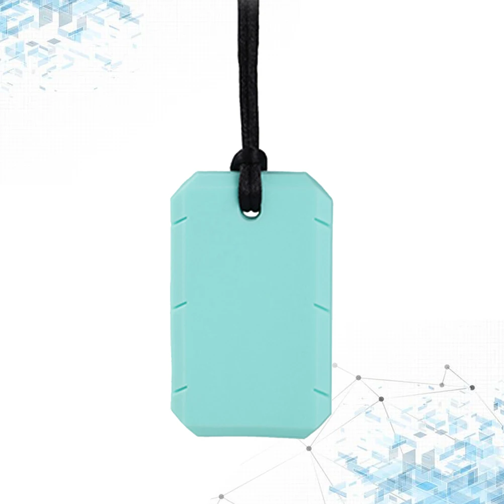 

1pc Dog Tag Teether Durable Soft Textured Baby Molar Training Grey Chew Necklace For Teething Relief Autistic Kids