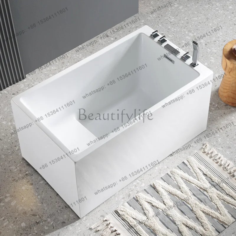 New acrylic bathtub deep bubble mini freestanding bathtub household small bathtub with seat