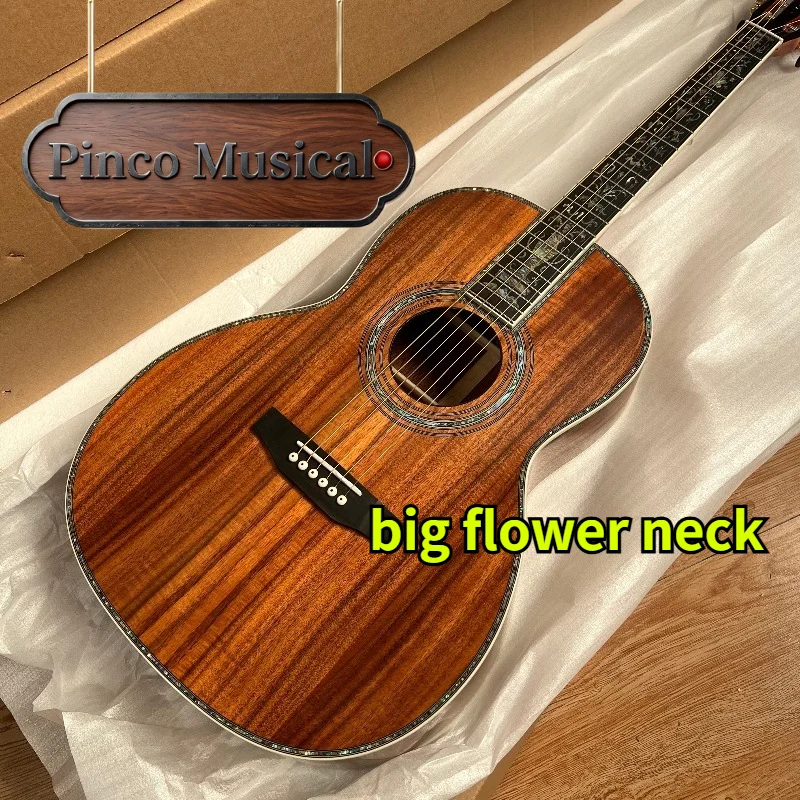 Luxury 000-45 Fern Inlay Auditorium Guitar All KOA Wood ALL Abalone Shell Fully Inlaid Unisex Beginner