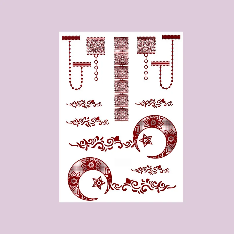 Maroon Henna Tattoo Stickers for Hand and Body Flower Temporary Tattoos for Women FakeTattoo for Wedding Festival