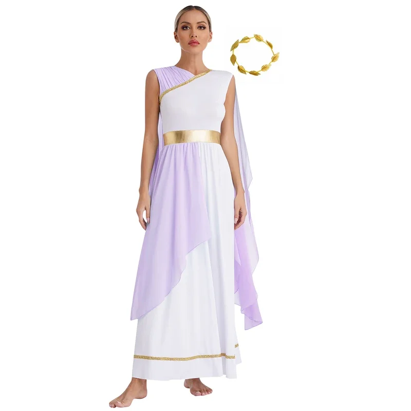 RT01 Abito da principessa toga da donna con divinità greca, antica regina romana, in chiffon, con maniche ad aletta, per goddesses, festa di Halloween, cosplay * JK2