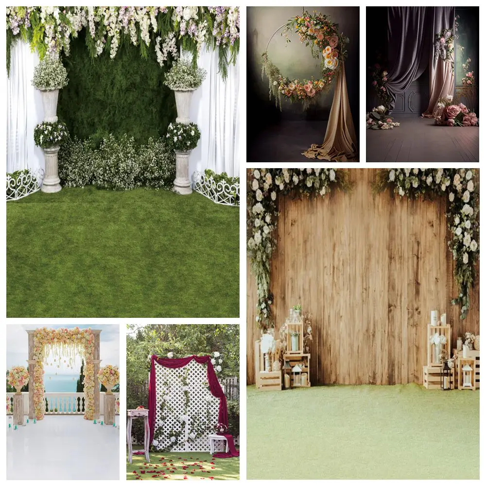 Wedding Photogaphy Backdrop Flowers Curtain Bridal Shower Marry Bride Portrait Photocall Background Decor Photo Studio Props