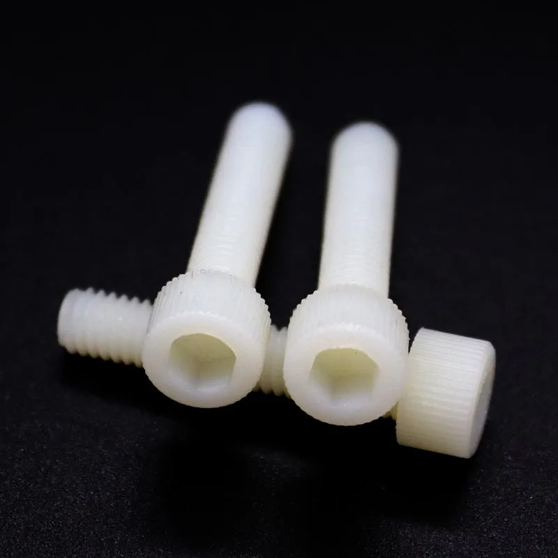 2/5/10/50pcs M3 M4 M5 M6 M8 M10 M12 DIN912 White Color Nylon Plastic Allen Driver Key Hexagon Hex Socket Cap Head Bolt Screw