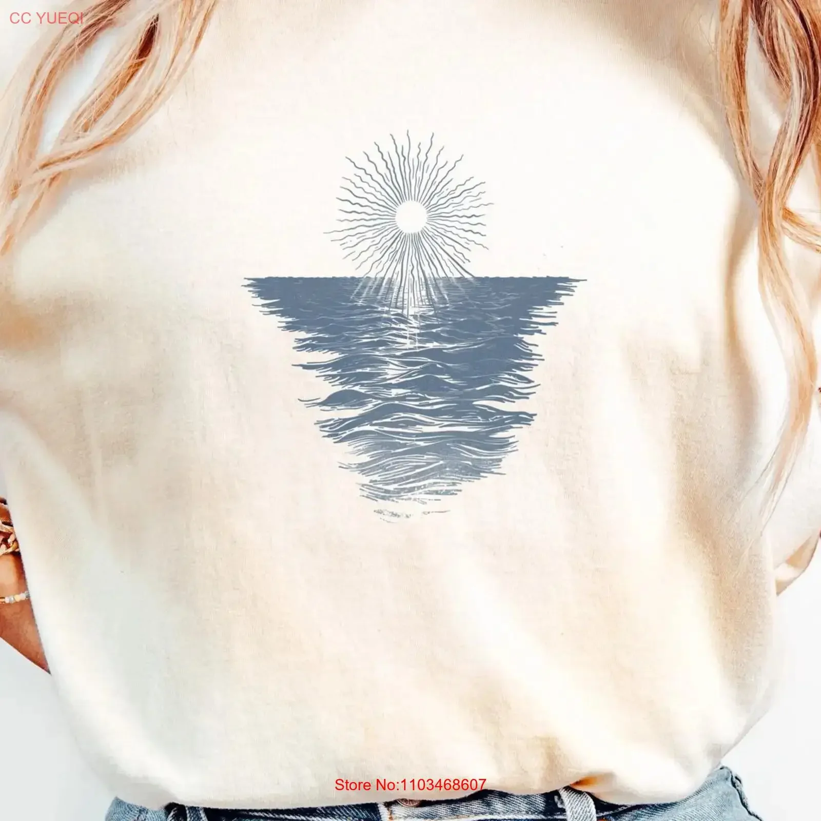 Éveil océan soleil t-shirt pour pleine conscience spiritualité Zen inspiré méditation Yogis spirituel inspirant vintage lavé
