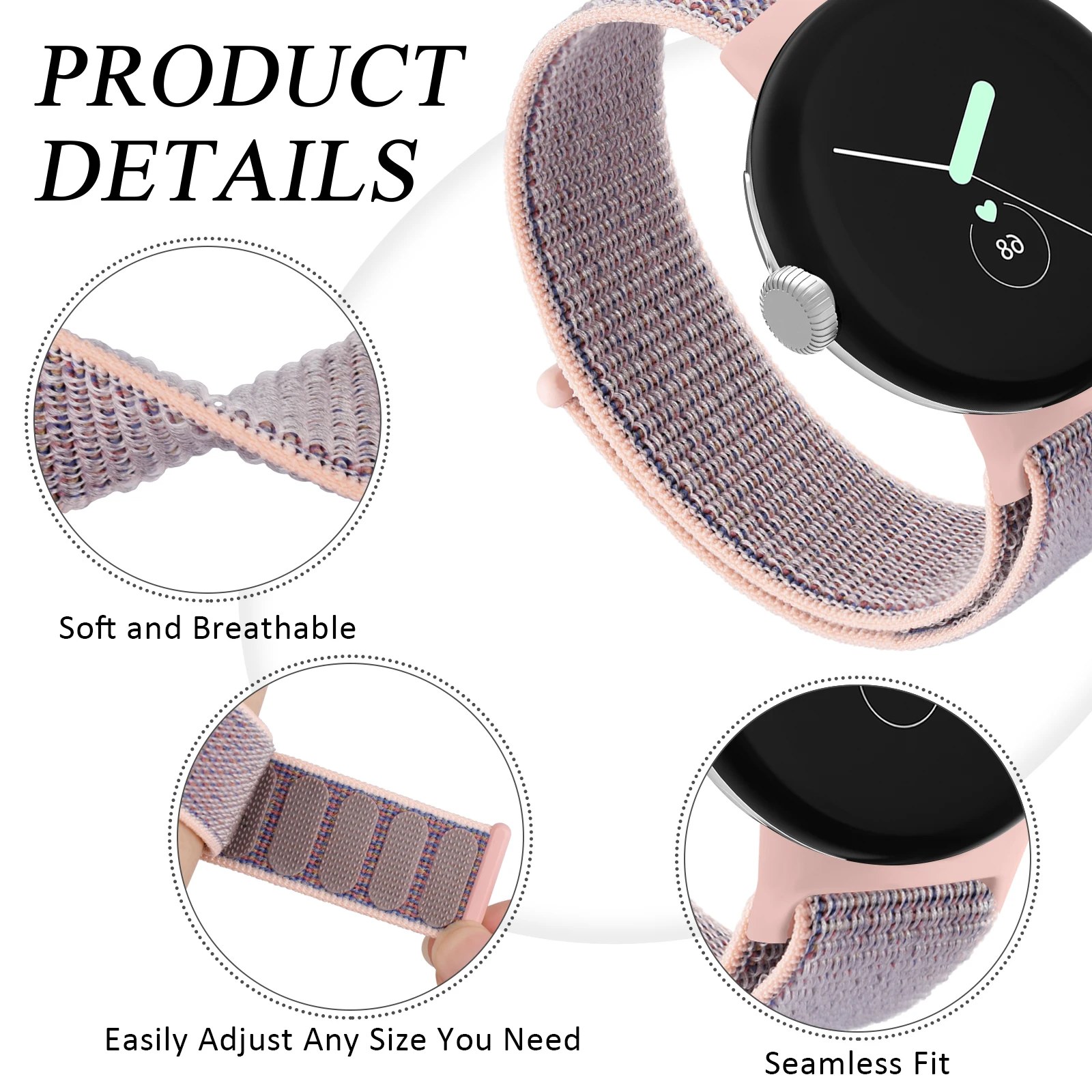 Bracelet de montre en nylon pour Google Pixel, respirant, bracelet intelligent