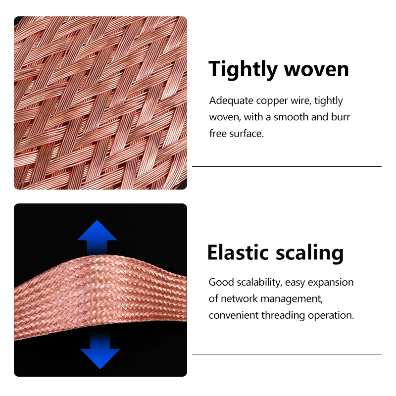 1/5/10m Copper/Tinned Copper Braided Sleeve Width 2 4 6 8 10 12 14 16 18 20 25 28mm Screening Signal Shielded Cable Metal Sheath