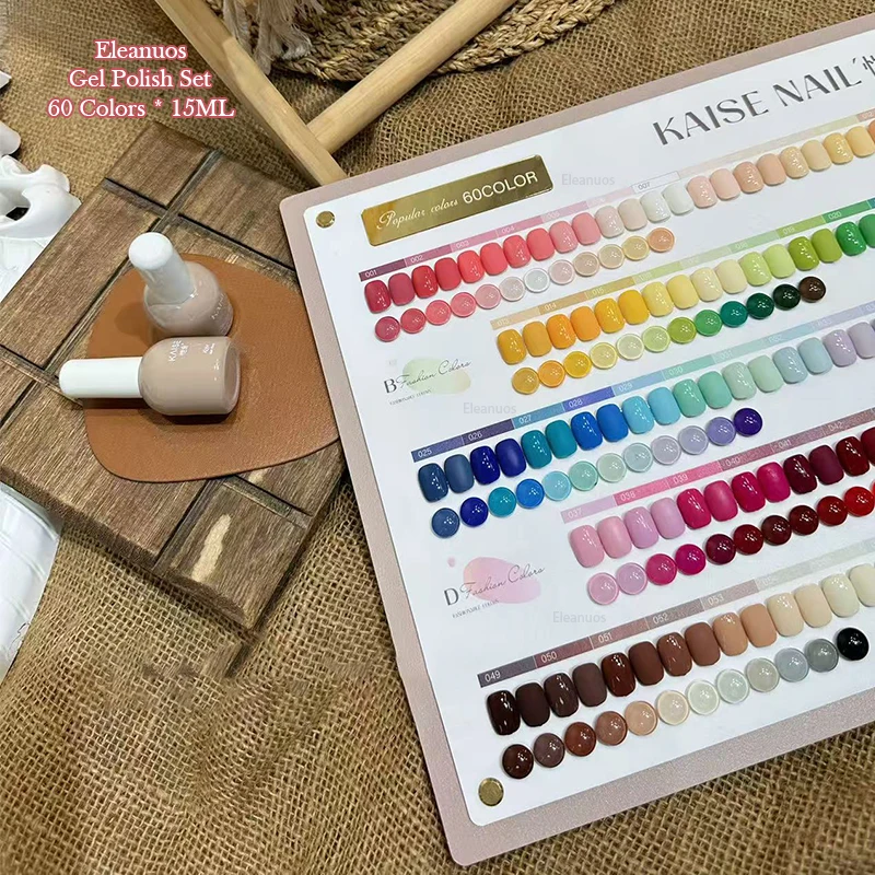 Eleanuos beliebte Farbe Gel Polieren 60PCS gemischte halbpermanente Lack Farbe Eis transparent UV-Nagelkleber Salon Kit