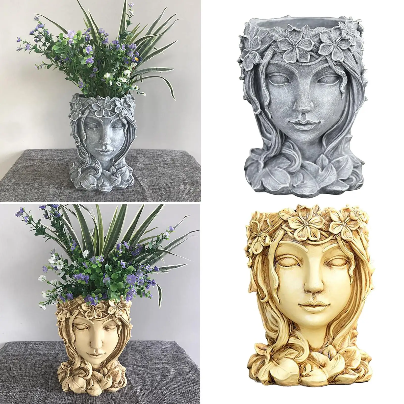 

Face Art Sculpture Head Planter Flower Pot Female Face Planter Garden Decor
