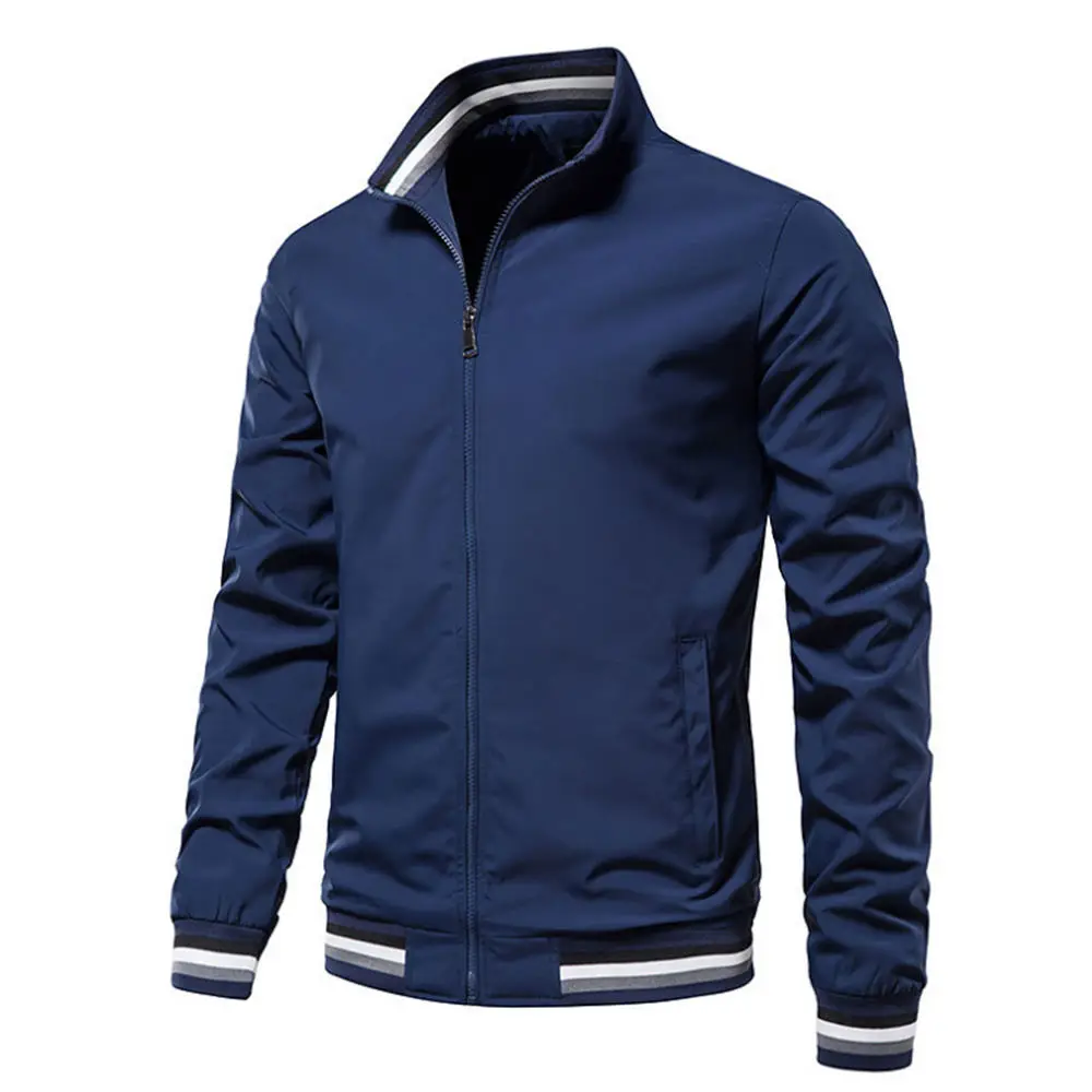 Мужская куртка весна-осень 2024, уличная спортивная куртка на молнии с воротником-стойкой, большие размеры, ветровка, куртка для мужчин