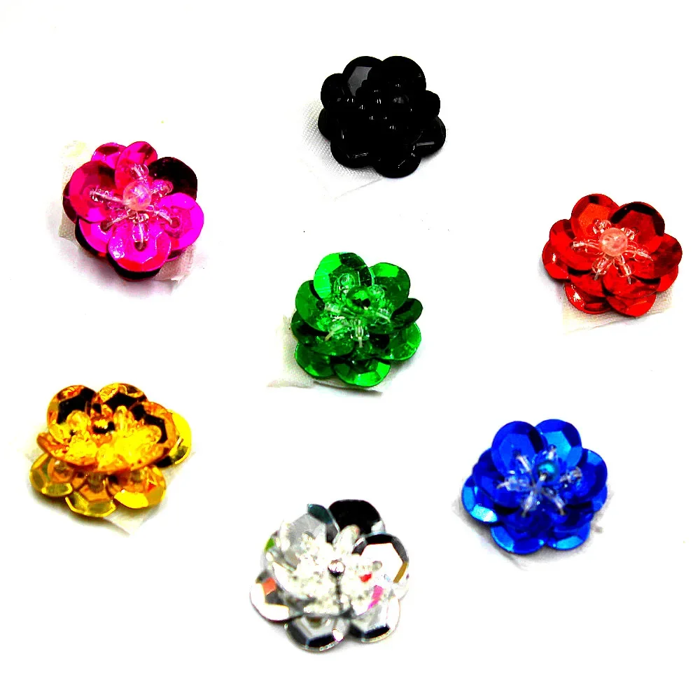 10 Pieces/Lot 3D Flower Petal Sequined Appliques Cosplay Diy Sewing Apparel Trims Dress Beading Sewing Trims Various Colors 20mm