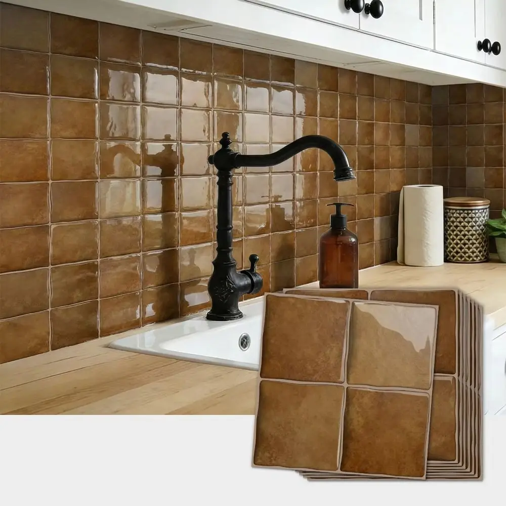 Waterproof 3D Tile Stickers Lightweight Marble Vein DIY Backsplash Tiles Self-Adhesive Backing Flexible Waterproof Wall Stickers