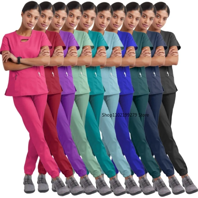 New Design Hospital Scrubs Set Nursing Spandex And Stretch Medical Uniforms Nurse Uniform Fit Scrubs Women Scrubs Sets