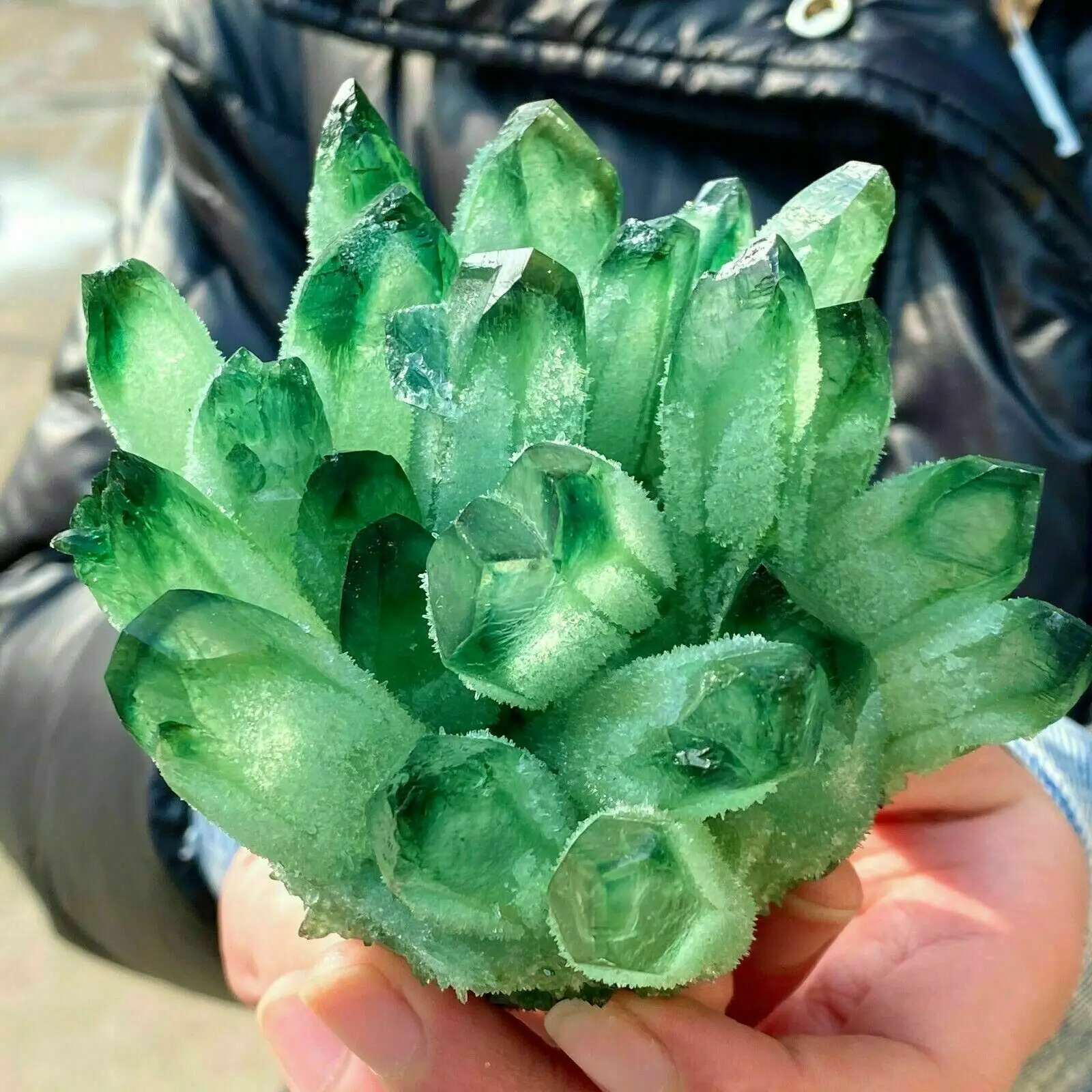 Beatiful Green Tibetan Quartz Crystal Cluster Specimen Healing