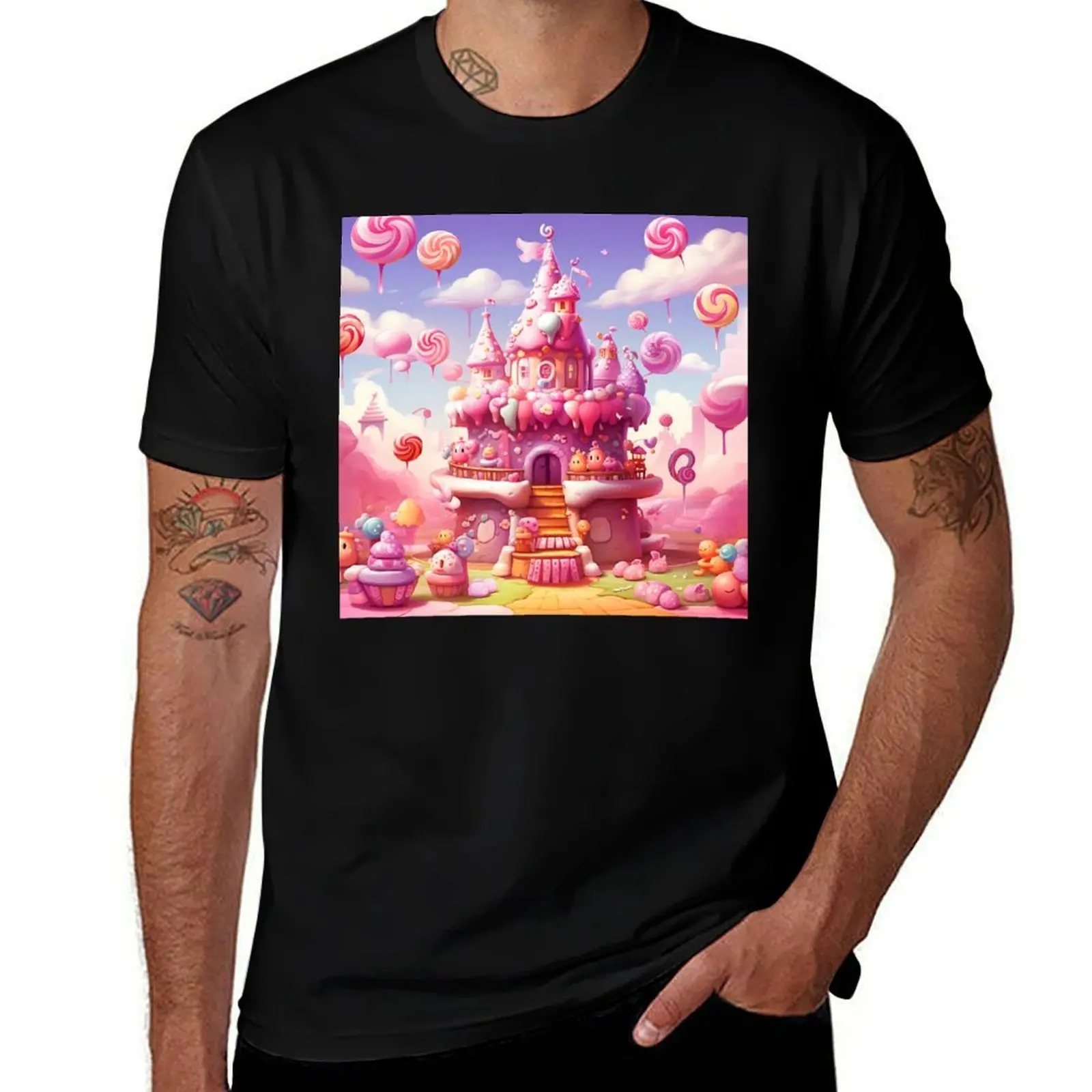 Adorable kawaii characters in a whimsical candy land – sweet and charming fantasy. T-Shirt anime tshirt tees men workout shirt