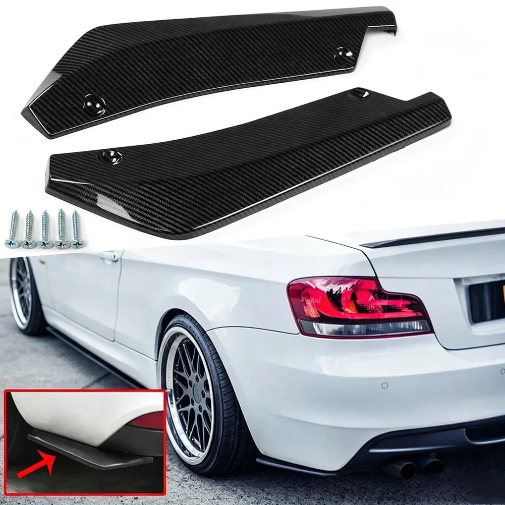 Front Bumper Tow Hook Cover Rear Lip Wrap Diffuser for BMW For Ford Vehicles ABS Construction 2PCS Black Carbon