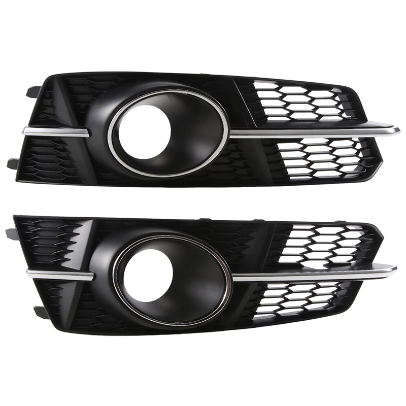 2Pcs Front Bumper Fog Light Grille Fog Lamps Mask Cover For  A6 C7 S-Line Spare Parts Racing Grills 4G0807681AG 4G0807682AG