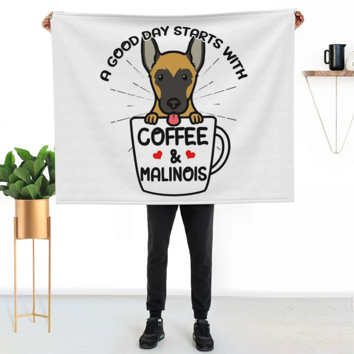 Malinois Dog Belgian Shepherd Belgian Sheepdog Throw Blanket valentine gift ideas Cute Plaid Sofas Heavy Flannel Blankets