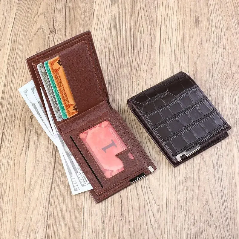 

Модный крокодиловый узор с несколькими отделениями для карт, большой вместительный кошелек для монет, повседневный мужской кожаный короткий кошелек
