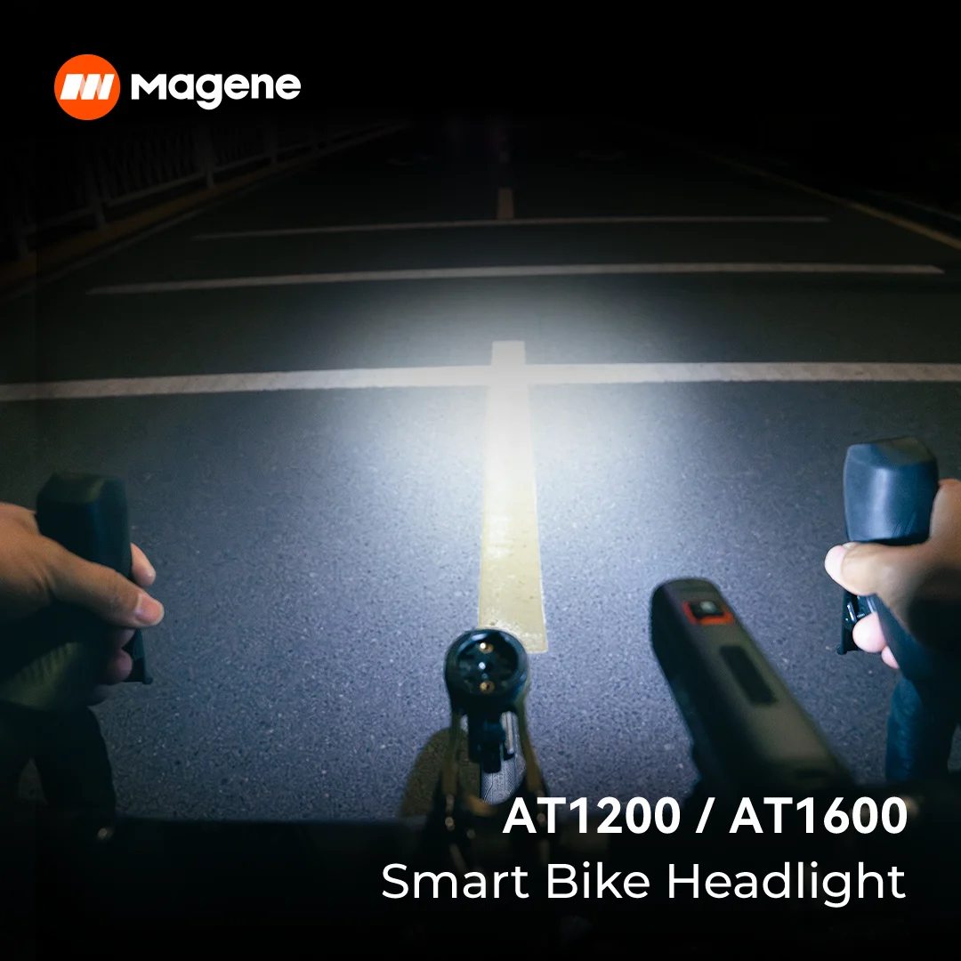 Luce stabile con intensità del faro per bici intelligente Magene AT1200/AT1600