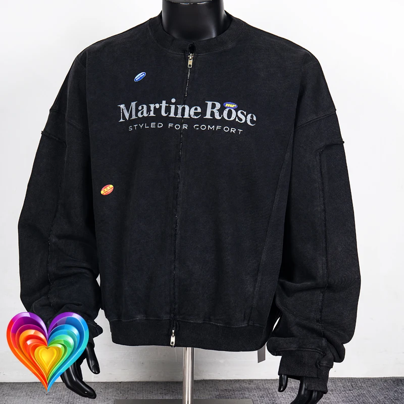 

Print Size Tag Martine Rose Irregular Patchwork Looped Zipper Jacket Long Sleeve Design Clothes Men Women Washed Black Jackets