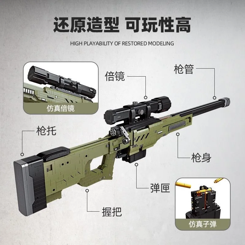 58022 Sniper rifle model figurine Block Gun Series Type Creative Bricks Decoraiton Toys For Children Adult Gifts static Boy's Gi
