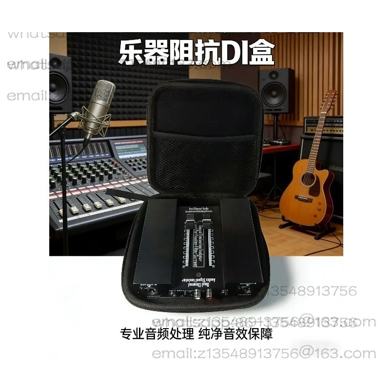 Audio isolator DI box with fader volume control, common ground current sound cancellation stage noise reducer