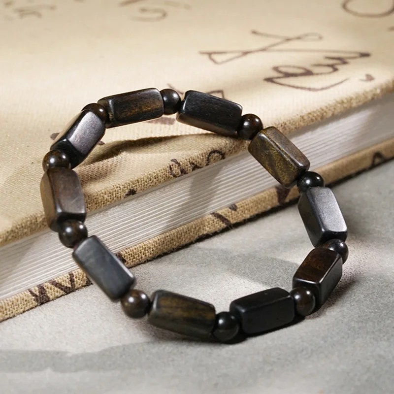 تشن غيباو السكر فصل الخرز DIY دائرة واحدة خشبية طويلة مربع اليد سلسلة الفن سوار للرجال والنساء المجوهرات الخشبية